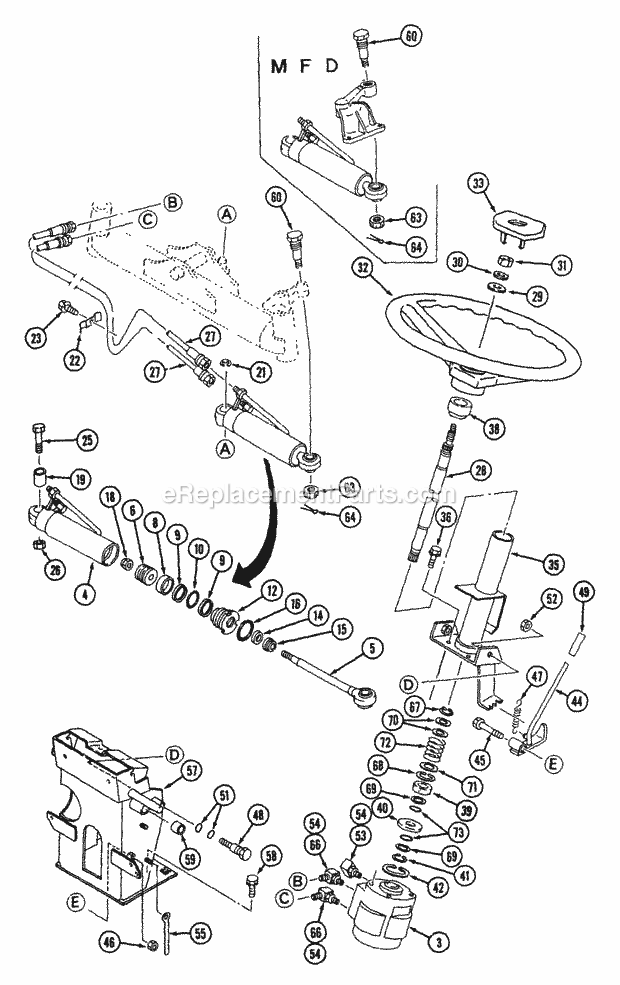 Steering Assembly - 2wd (Part 2) Diagram and Parts List for 544-412D100, 546-412D100 Cub Cadet Lawn Tractor